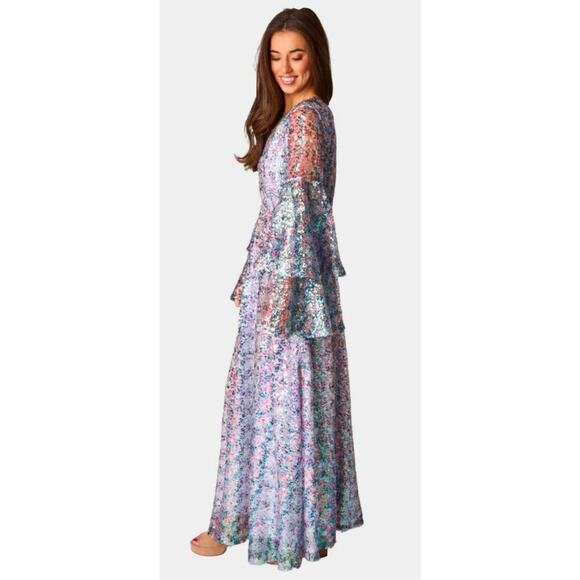 NWT Buddy Love Sequin Colette Long Sleeve Maxi Dress in Flash, S - Picture 3 of 12